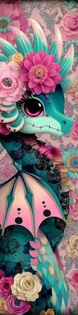 Free printable dragon bookmark featuring pretty wing baby dragon